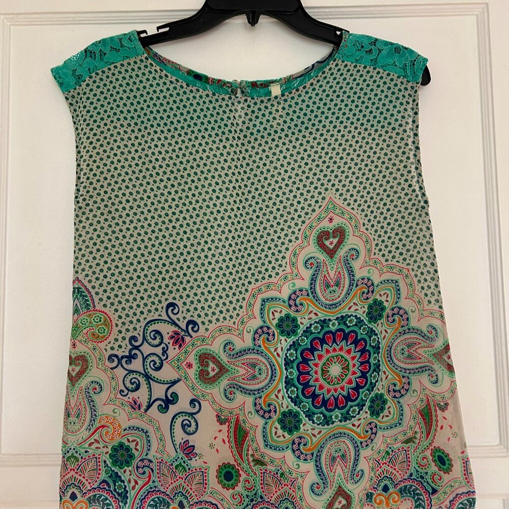 Lovemarks Multicolored Paisley and Lace Tank